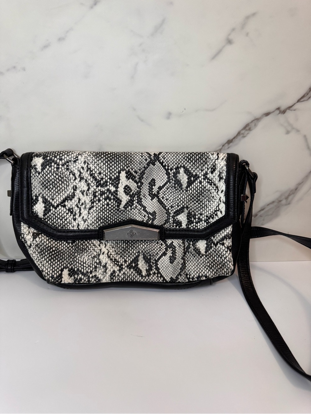 Simply Vera Vera Wang Black & White Snake-Print Shoulder Bag